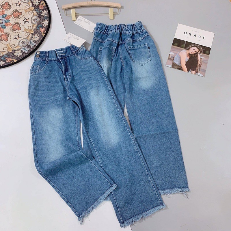 quần jean ống suông nữ quân jean nữ quần baggy nư mẫu hot quần jean chun sau 2 khuy