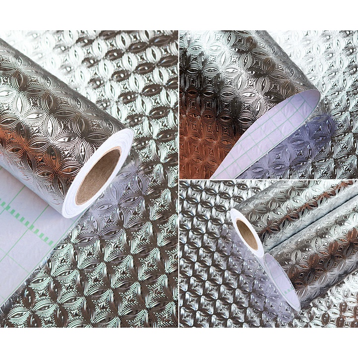 1 mét decal dán bếp tráng nhôm đồng tiền bạc khổ 60cm keo sẵn