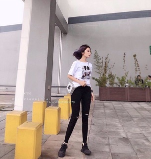 Quần mango trơn + rách gối