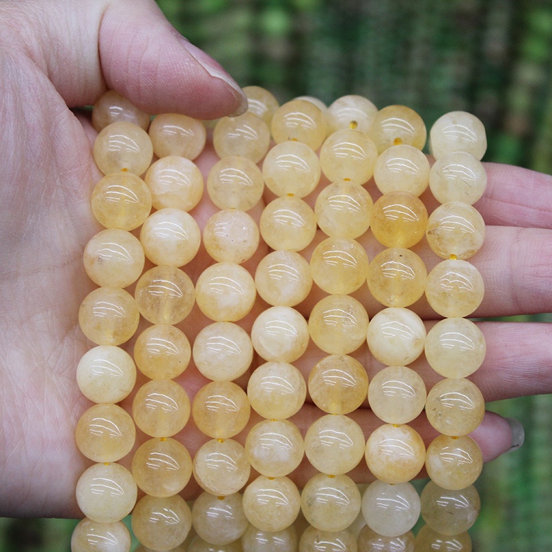 DIY Imitation yellow Topaz round beads 6-10mm for making accessories