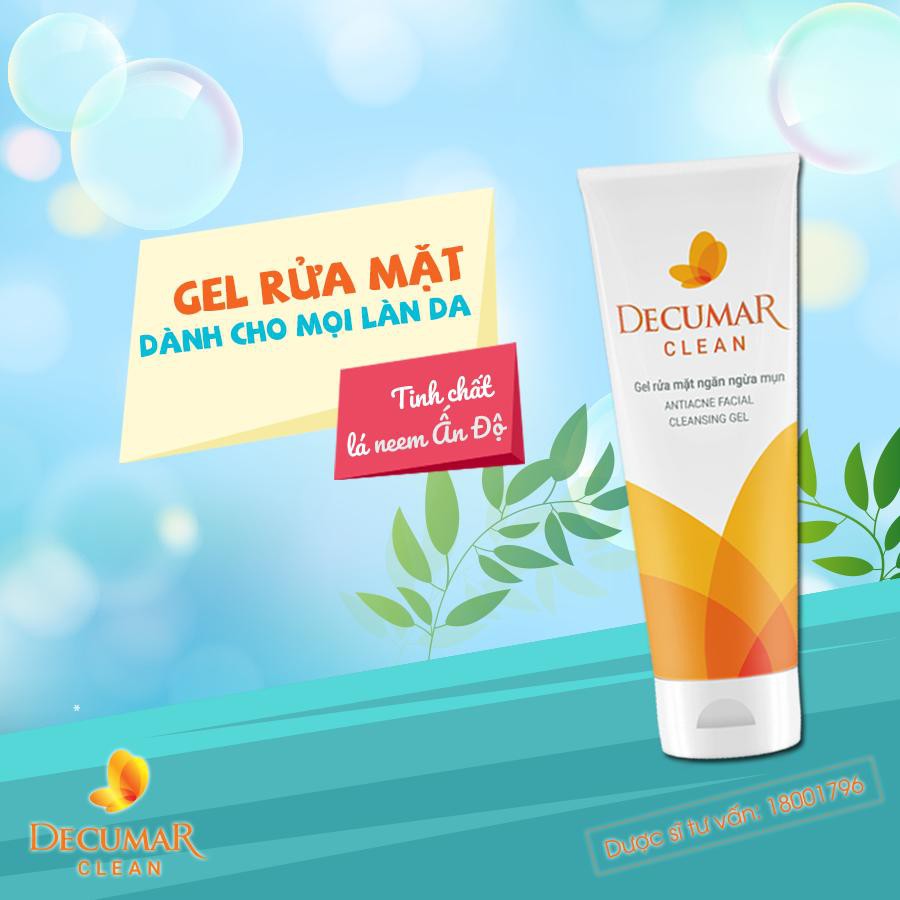 Gel rửa mặt ngừa mụn Decumar Clean 50 gram