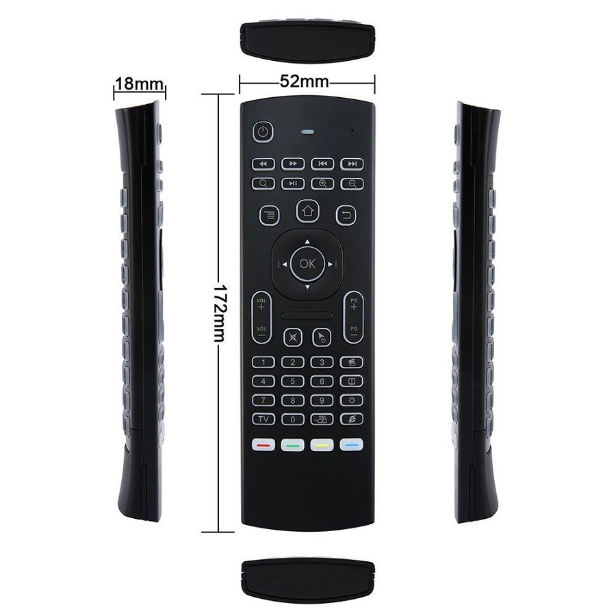 Chuột bay Air Mouse KM900 pro (MX3 Pro) dùng android box và smart tivi có đèn nền phím silicon mềm tặng cặp pin cao cấp