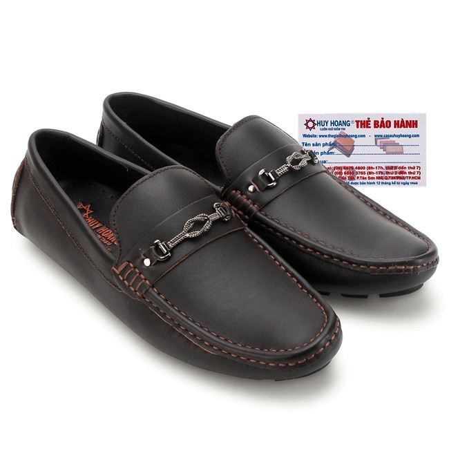 Giày Mọi Nam Đế Âm Đính Móc Huy Hoàng TS7772 - Nâu Đất (Size 38->43)