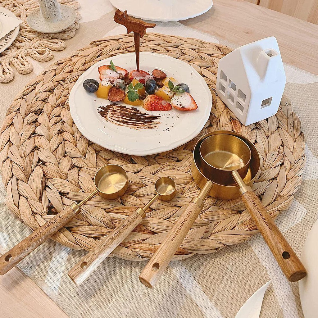 Bộ Muỗng Đong Bằng Thép Không Gỉ Xếp Chồng Lên Nhau Tiện Dụng