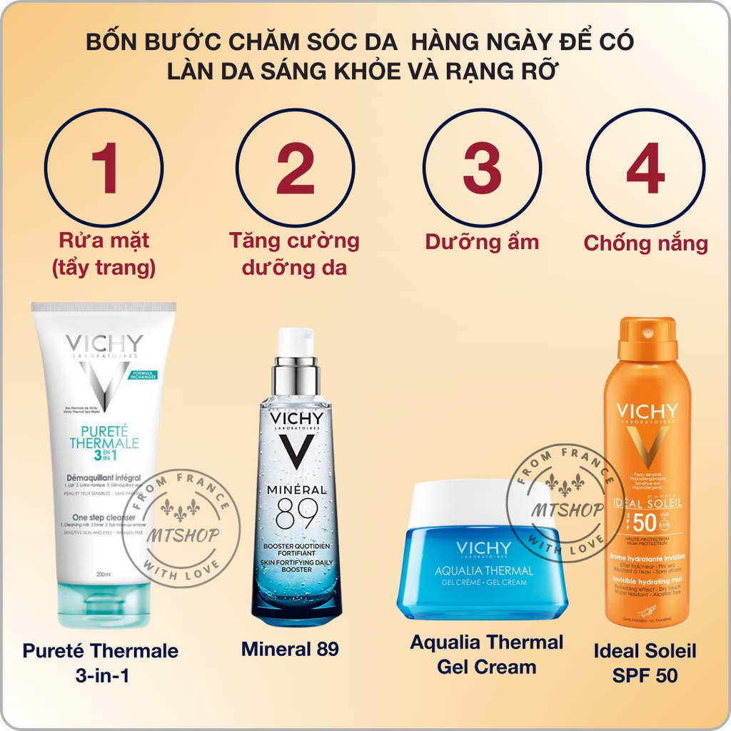 VICHY Dưỡng Chất Khoáng Cô Đặc Mineral 89 (50 mL) Phục Hồi Da Hư Tổn & Bảo Vệ Da Khỏi Tác Dộng Môi Trường [Nội địa Pháp]