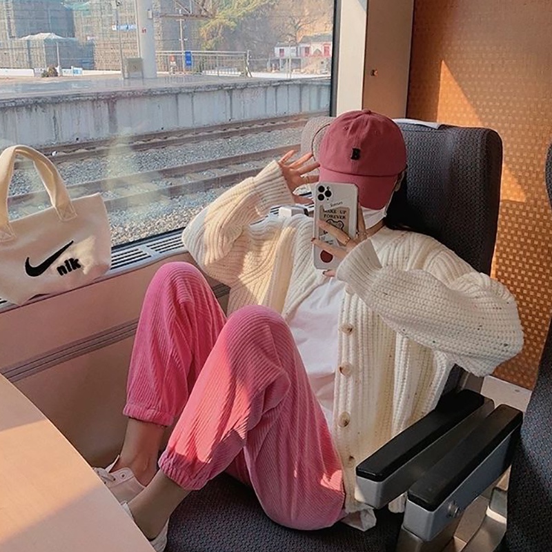 Áo khoác sweater IELGY cổ tròn dáng rộng nhiều màu phong cách mùa thu cho nữ