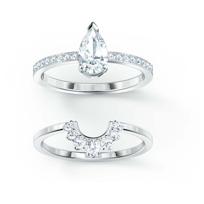 Swarovski Nhẫn Đính Đá Pha Lê Hình Giọt Nước Hai Trong Một Thời Trang Cho Nữ