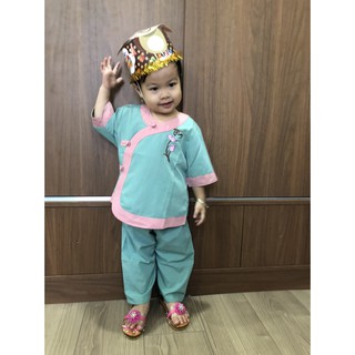 Vải Kate mềm mịn bộ đồ Lam cho Bé Trai Bé Gái đi chùa vải kate loại 1, thoải mái