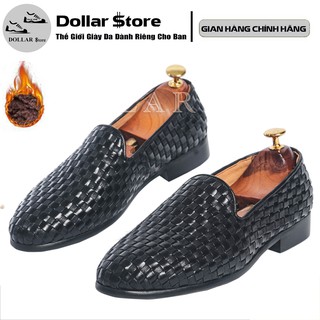 Giày lười nam da bò cao cấp - Giày nam công sở màu đen h385