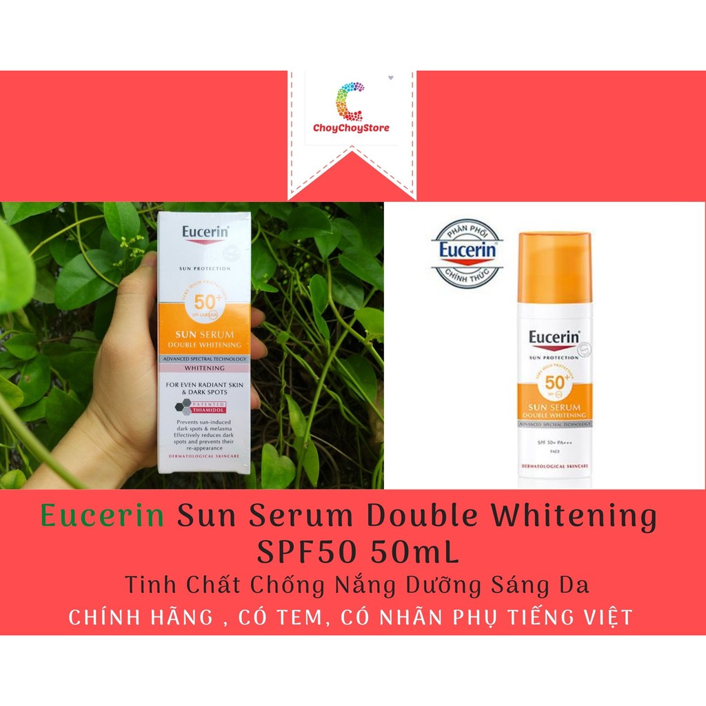 [TEM CTY] Kem chống nắng EUCERIN Sun Serum Double Whitening SPF50 50mL - Tinh Chất Chống Nắng Dưỡng Sáng Da