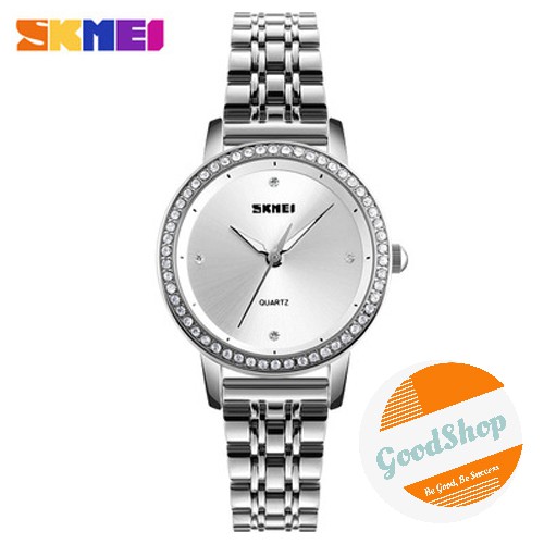Đồng hồ thời trang nữ Skmei 1311 dây thép không gỉ viền đá cao cấp