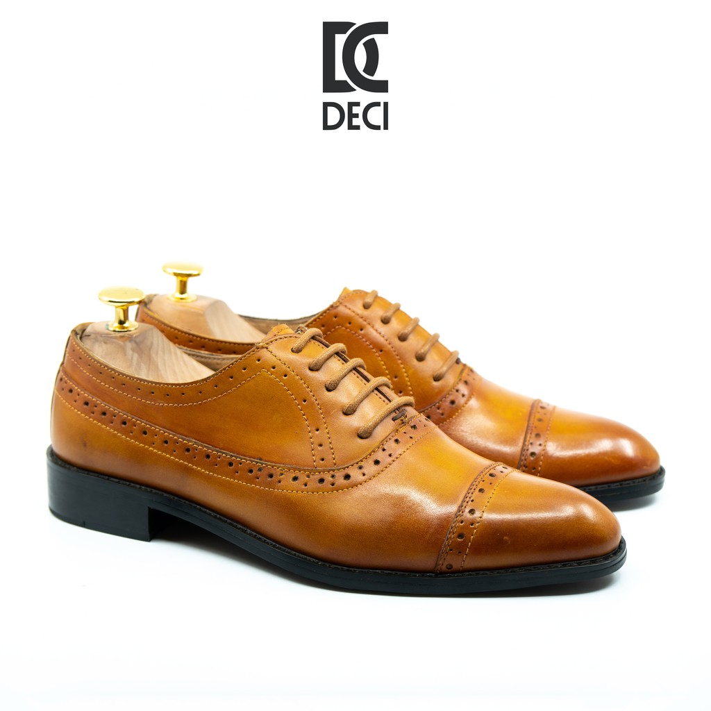 Giày tây công sở DECI màu patina da bò cao cấp dòng Semi-brogue BROGUE 19