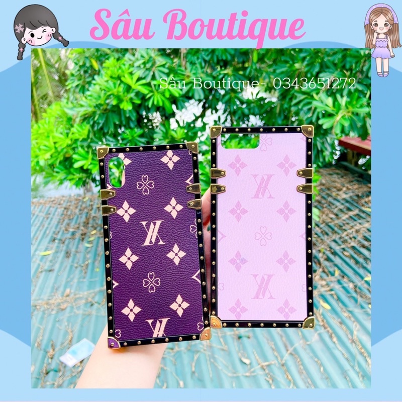 Ốp lưng iphone vuông lv da viền nhựa dẻo bảo vệ iphone không gây trầy xước iphone 6/6s/6pl/6spl/7pl/8pl/x/xs/xsm/11/11pr