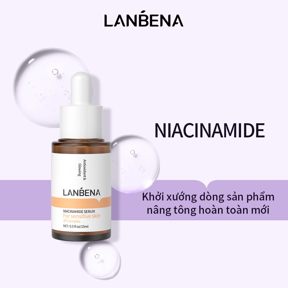 Serum Niacinamide LANBENA Làm Sáng Da Giảm Vết Thâm Và kiềm dầu Làm phục hồi Da làm trắng mờ nếp nhăn 15ml