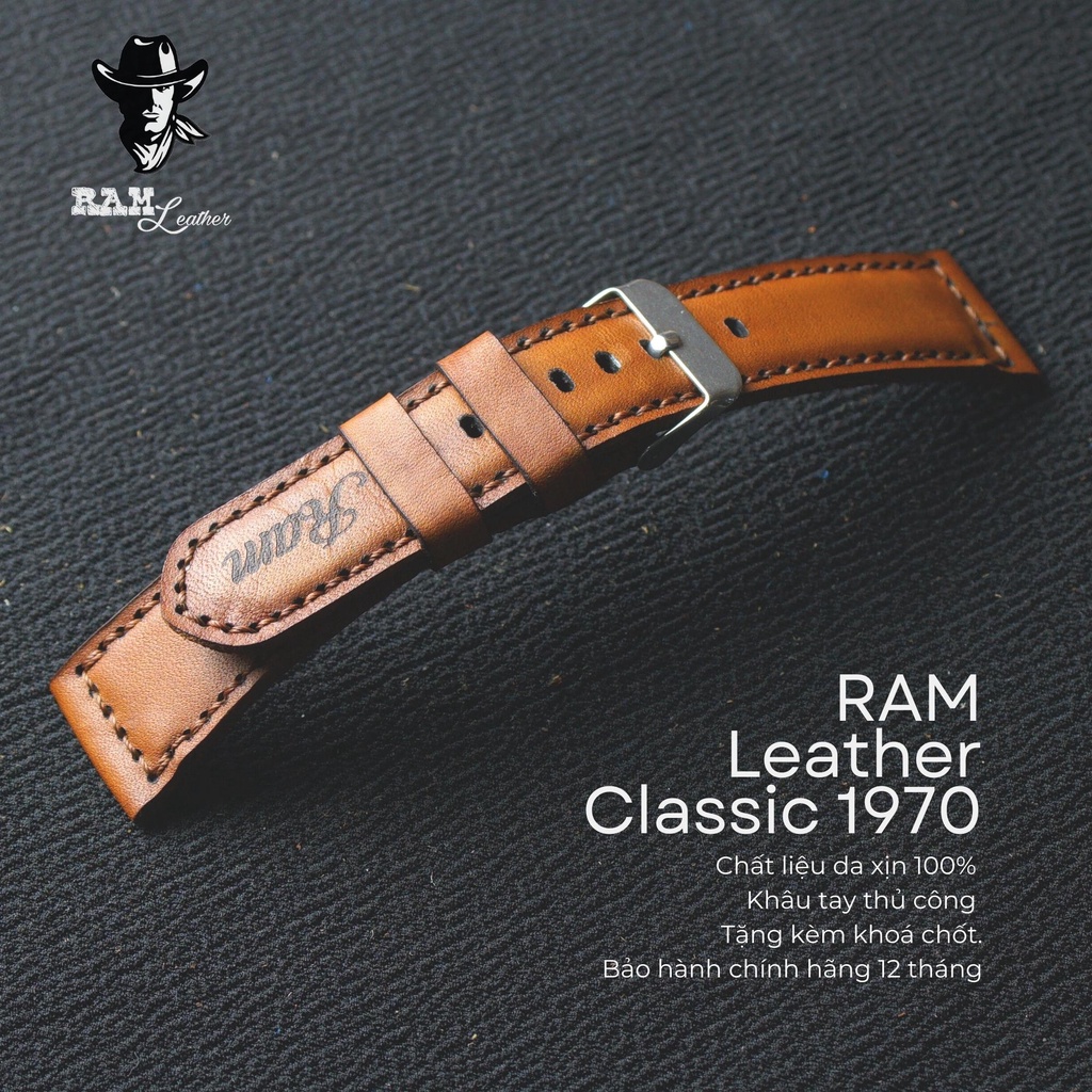 Dây Đồng Hồ Da Thật RAM Leather 1970 Da Bò Italia Vegtan Bền Đẹp