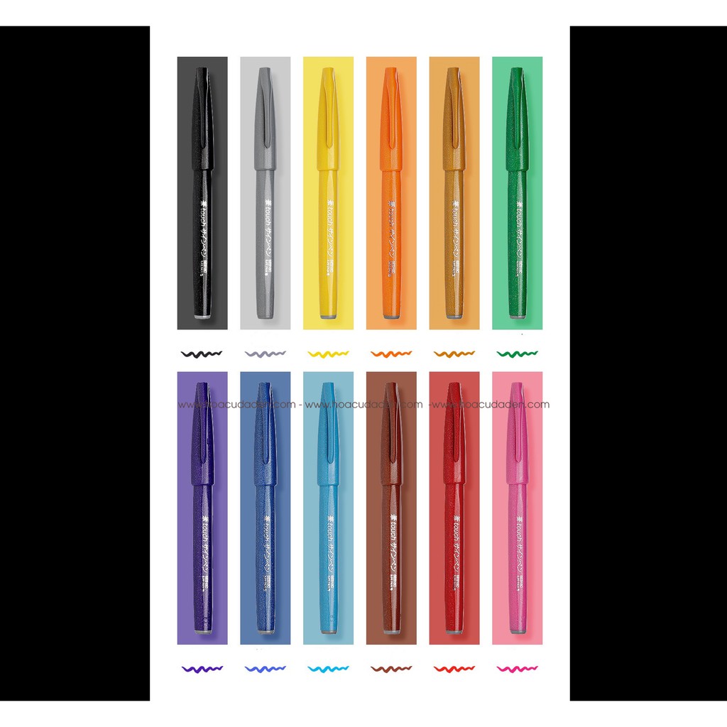 [DA ĐEN] [RẺ NHẤT] Bút Pentel Fude Touch Brush Sign Màu Cơ Bản (Bán Lẻ)