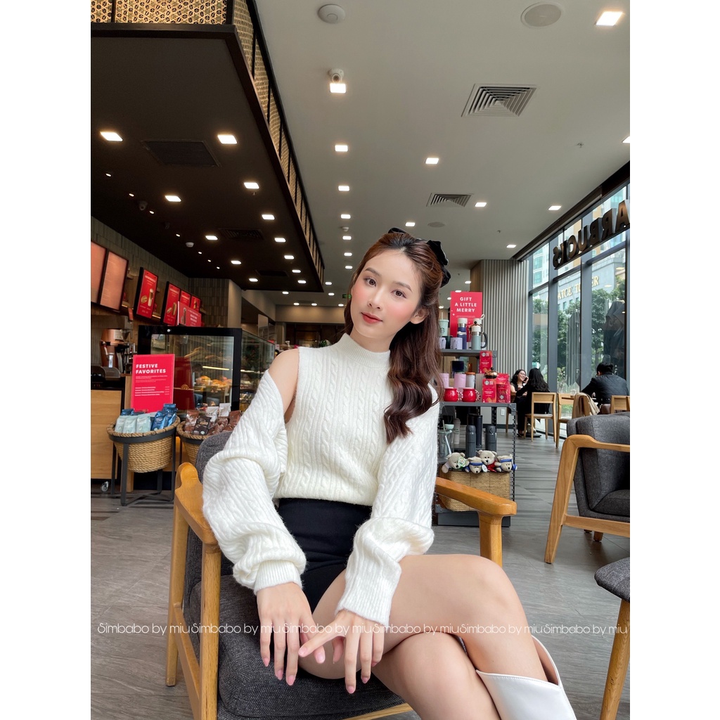 Set áo len tay trễ Simbabo