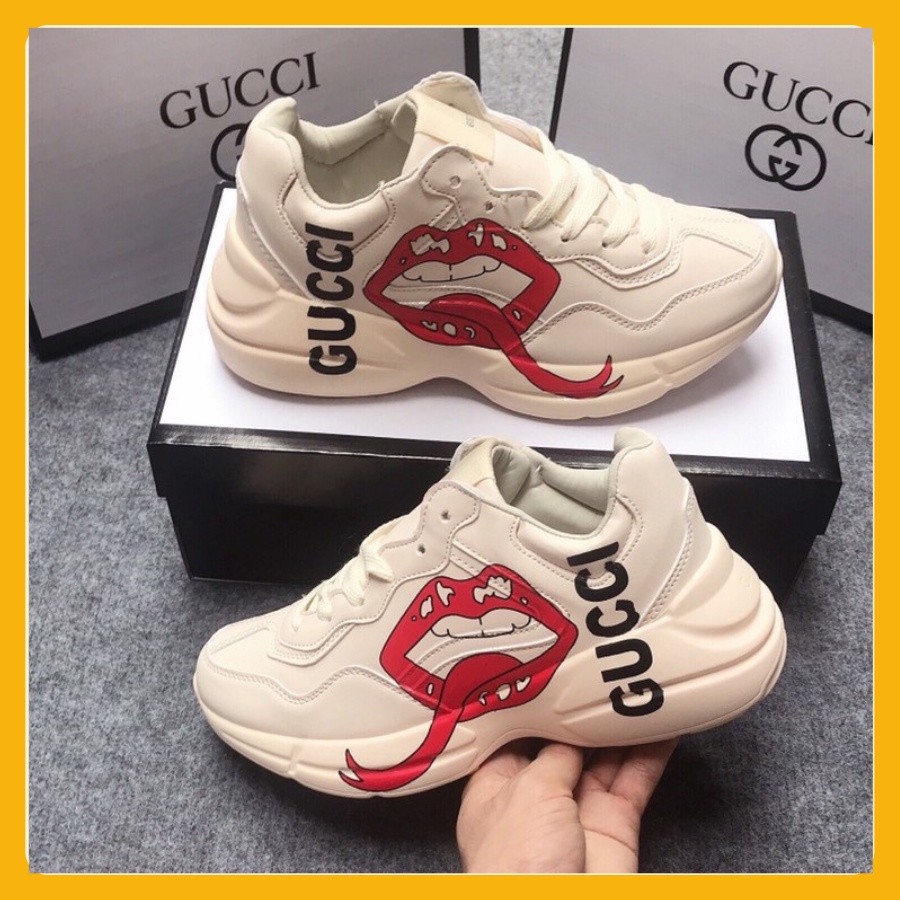 Sale Giày sneaker Gucci chucky môi lưỡi dắn mầu trắng sữa đủ size hàng 1:1 cao cấp full box-free ship linhbangiay001