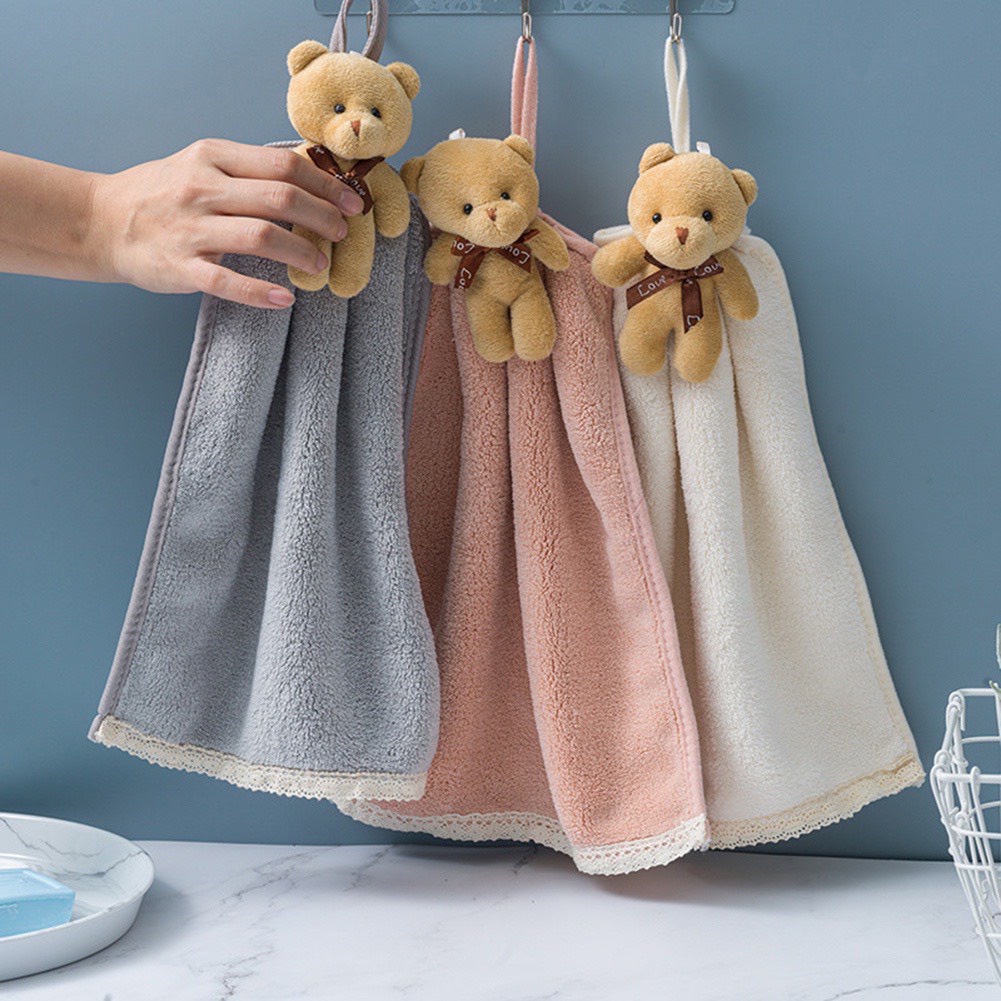 Khăn Lau Tay Nhà Bếp Hình Gấu Teddy Đáng Yêu  Vải Mềm Mại Thấm Nước Cực Tốt