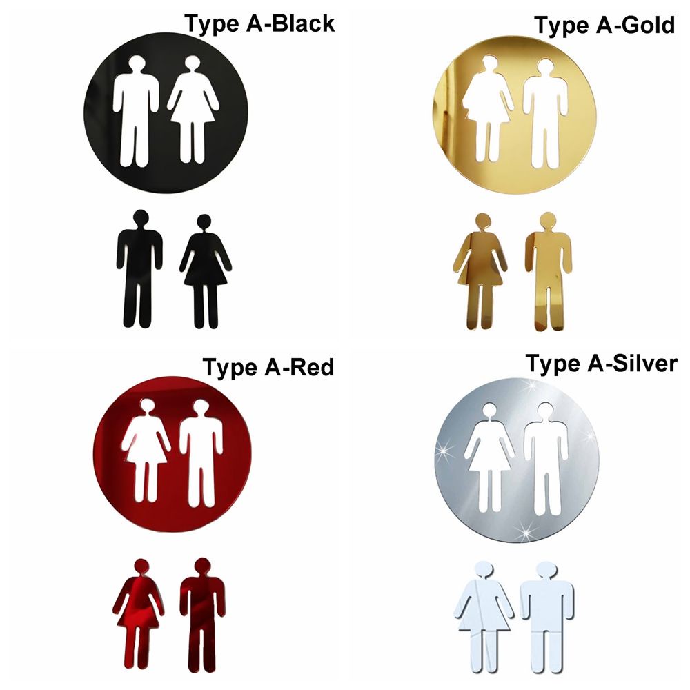 Sticker Dán Cửa Nhà Vệ Sinh Hình Nam / Nữ Mặt Gương 3d Diy Nhiều Màu Có Thể Tháo Gỡ Trang Trí Nhà Tắm