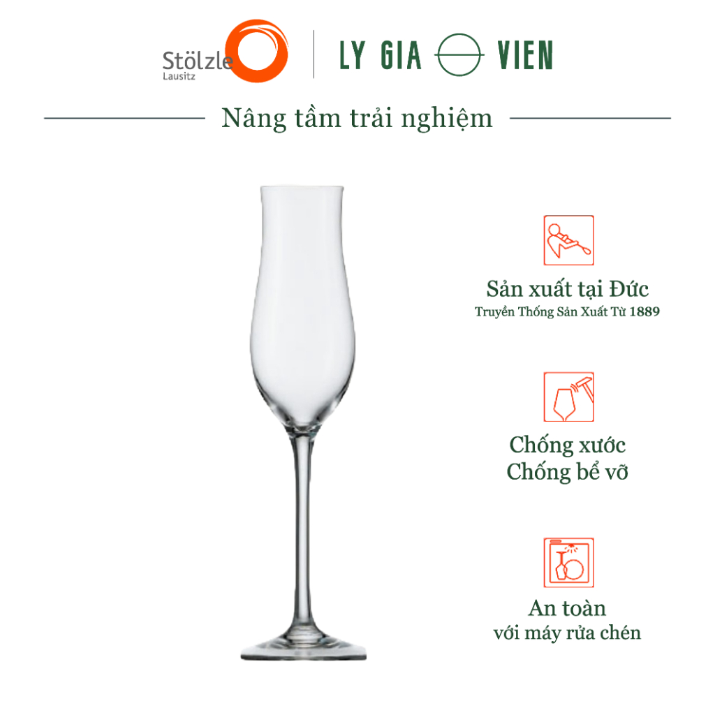 Ly Uống Rượu Brandy Stoelzle Grandezza Grappa Glass 105ml - Thiết Kế Mềm Mại, Thanh Lịch - Được Chế Tác Thủ Công