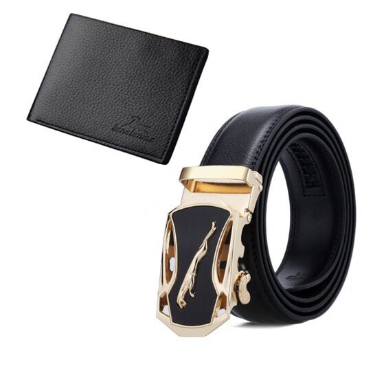 ❤️FREESHIP❤️ Bộ Đôi Thắt Lưng Da Nam Mặt Báo MB - Ví Da Nam Có Ngăn Khóa Kéo - unisex.shopp