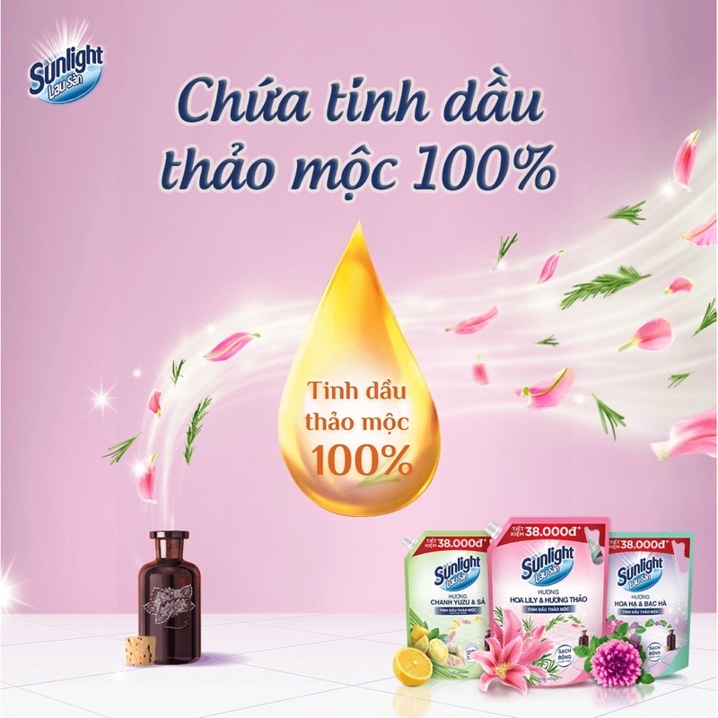 Nước Lau Sàn Sunlight Tinh Dầu Thảo Mộc Túi 3.6Kg