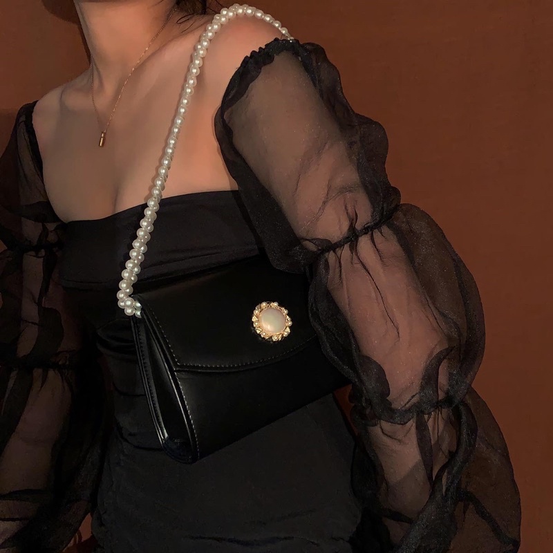 The Chantal - Túi xách da PU hạt tròn retro đi kèm 2 loại quai