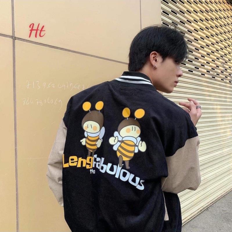 Áo bomber nhung phối tay đôi ong Ht