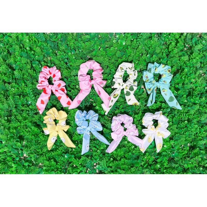 Cột tóc SCRUNCHIES nơ hoạ tiết hoạt hình trái cây