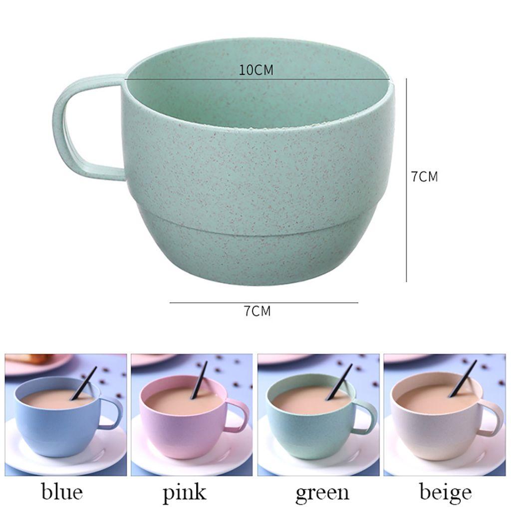 Cốc Uống Cà Phê Thân Thiện Với Môi Trường Bằng Rơm Lúa Mì Đế Phẳng Gọn Nhẹ Chống Rơi Có