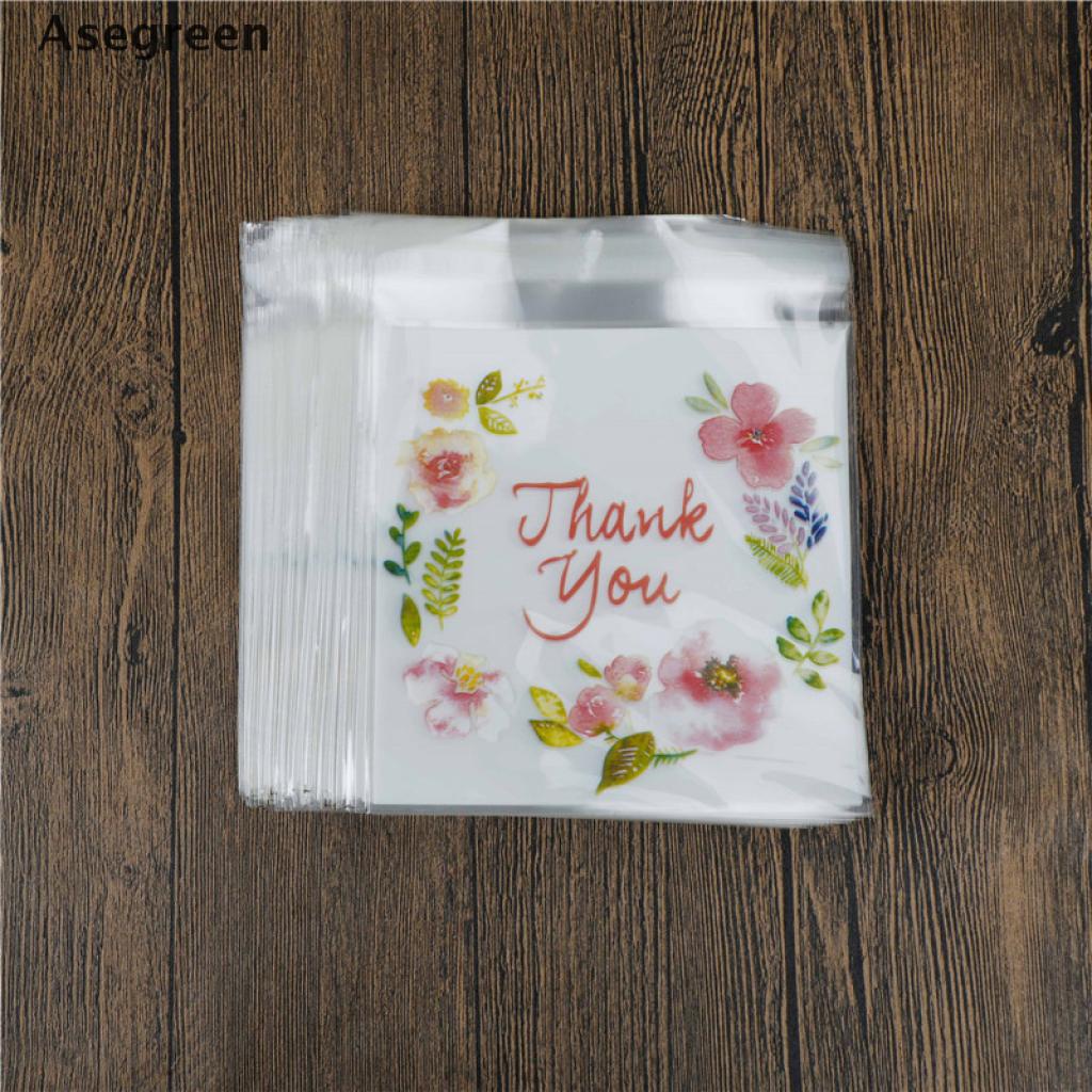 Set 100 Túi Nhựa Đựng Bánh Kẹo In Chữ Thank You 3 Kích Thước