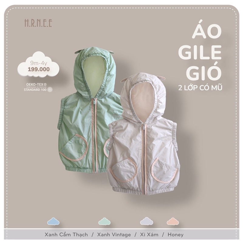 HRNEE - Áo gile gió Hrnee cho bé trai/bé gái