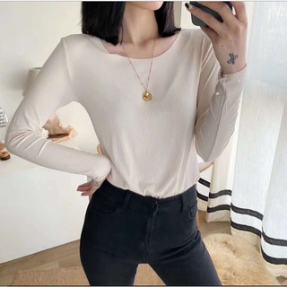 Áo thun dài tay mỏng cổ tròn thu đông