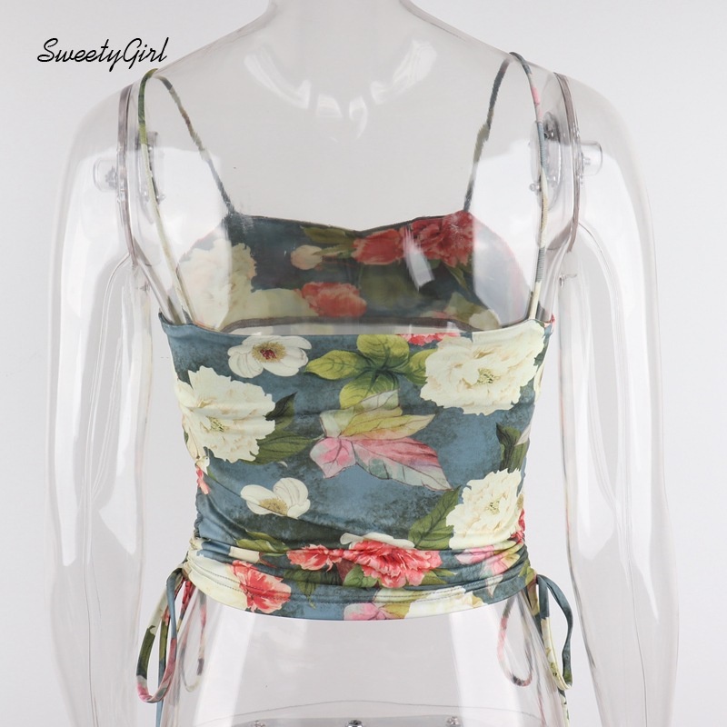 Áo Hai Dây Họa Tiết Hoa 2022 Dáng Ôm Quyến Rũ Cho Nữ