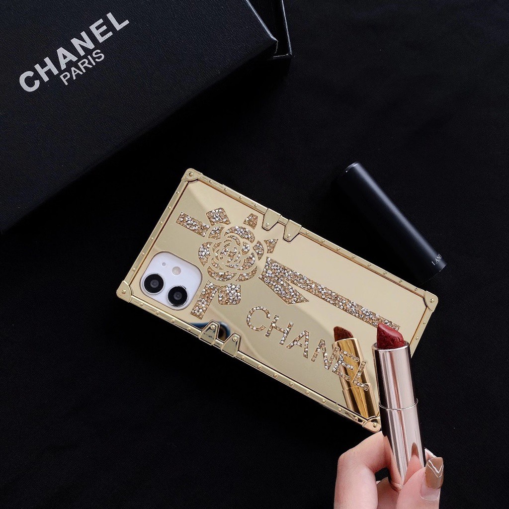 Ốp Điện Thoại Mềm Lấp Lánh Hình Vuông Họa Tiết Chanel Cho iphone 12 11 13 Pro Max 7 8 Plus X XS XR SE