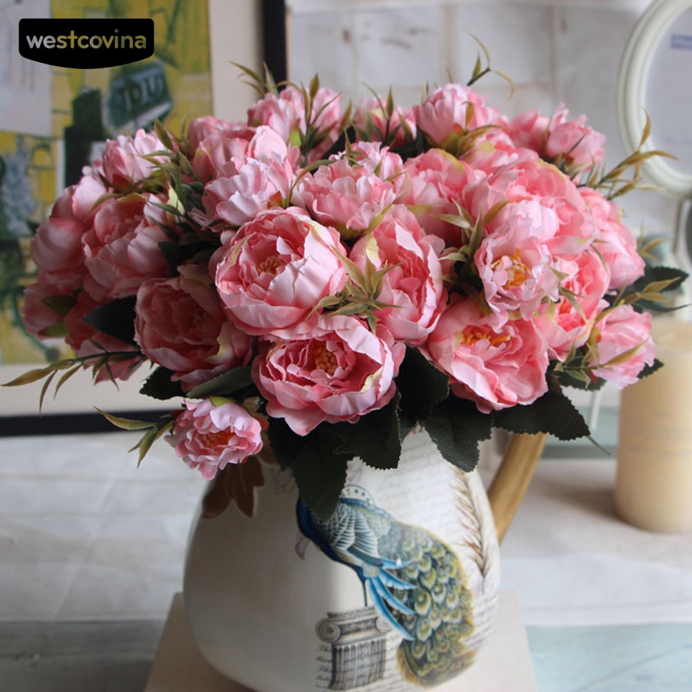Bó Hoa Mẫu Đơn Giả Bằng Lụa Dùng Trang Trí