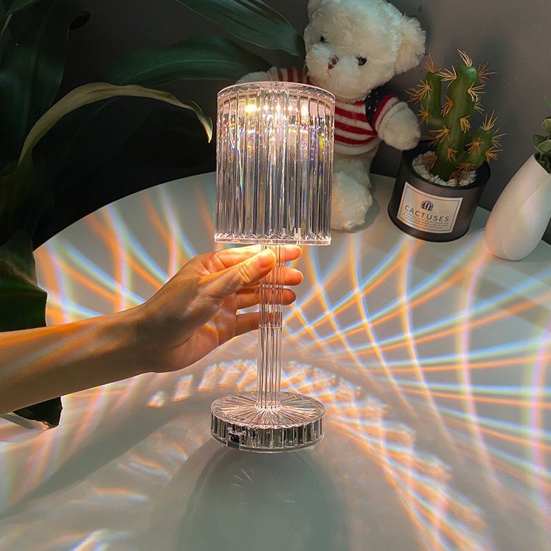 (Hàng Hot )Đèn Ngủ Pha Lê, Đèn Ngủ Để Bàn Chuyển Màu 3 Chế Độ Sáng