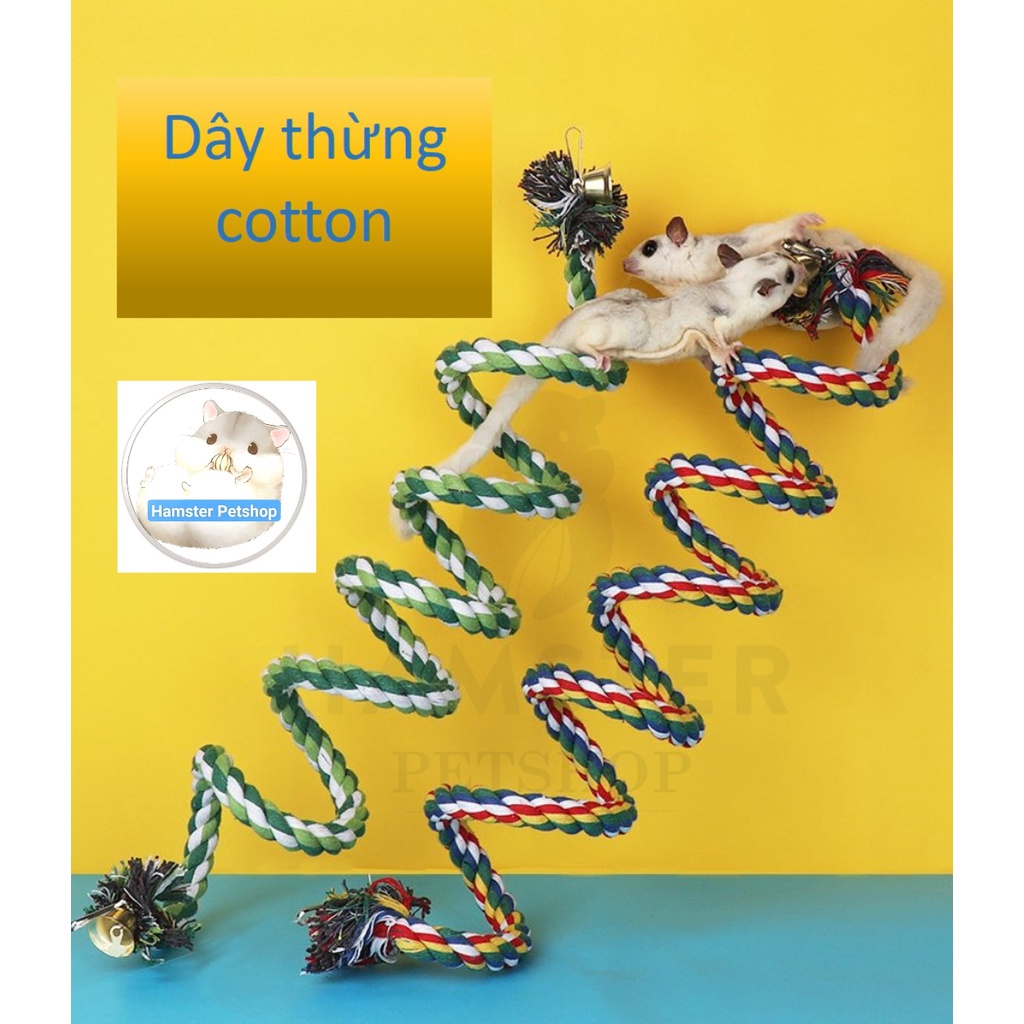 ĐỒ CHƠI DÂY THỪNG COTTON DẠNG XOẮN ỐC TREO LỒNG CHO SÓC , CHIM, VẸT