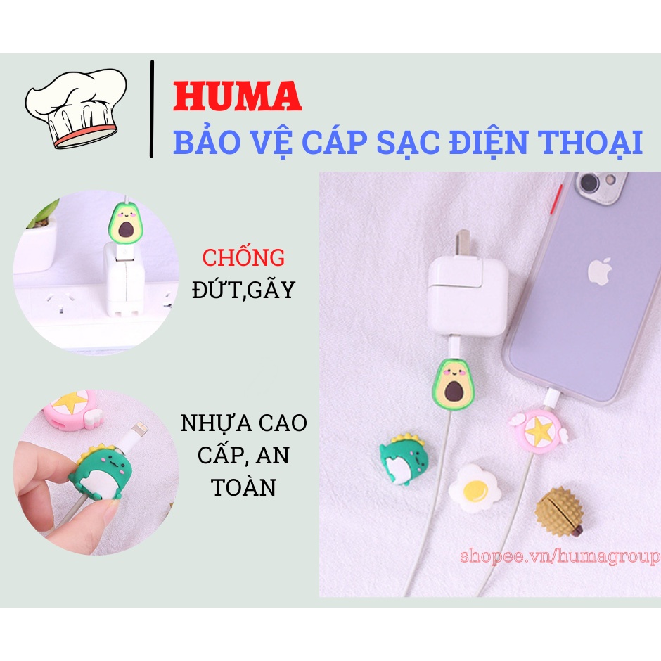 Miếng Silicon Bảo Vệ Cáp Sạc Điện Thoại Chống Đứt Gãy, Kiểu Dáng Ngộ Nghĩnh