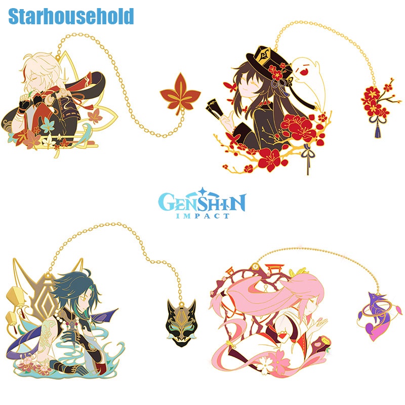 Trâm Cài Áo Kim Loại 2 Trong 1 Genshin Va Chạm miko Hutao childe keqing Kazuha Genshin Tác Động Làm Quà Tặng