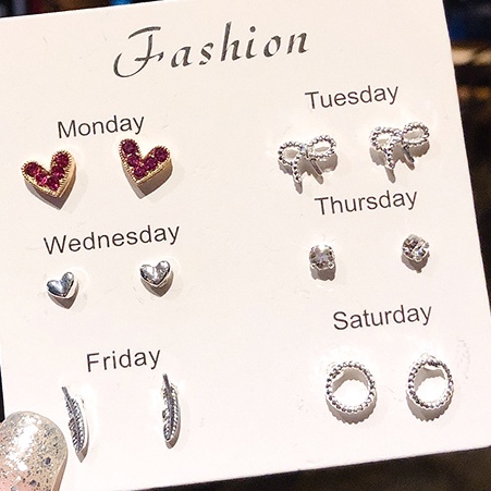 Bộ khuyên tai đính đá kiểu Hàn Quốc dành cho nữ