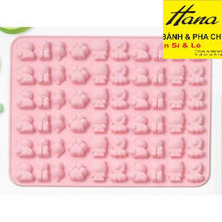 Khuôn kẹo chip chip silicon động vật gấu hà mã sư tử mèo 60 viên