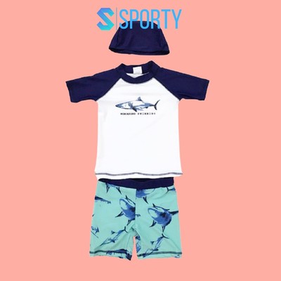 Đồ bơi trẻ em - Áo bơi ngắn tay họa tiết cá mập kèm mũ SPORTY SW9045