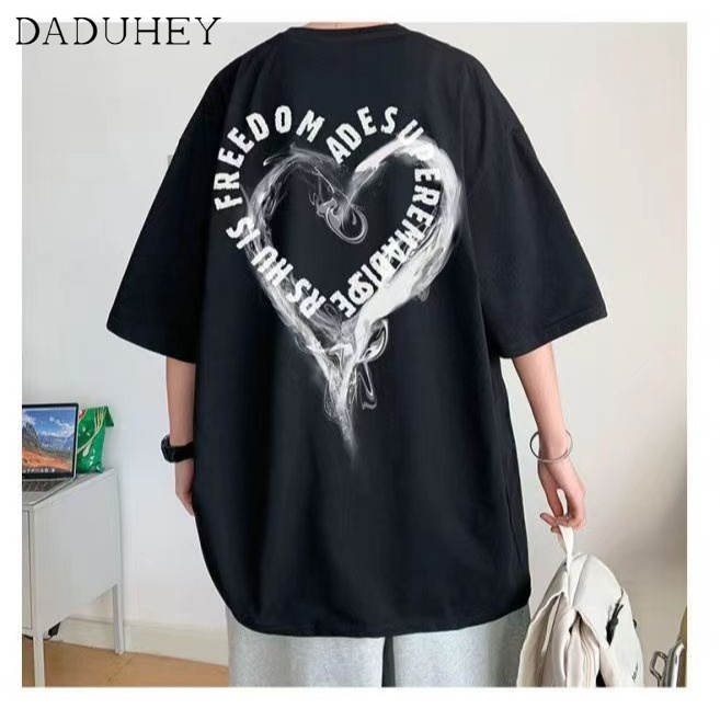 DaDuHey Men's Summer New Korean Style Trendy Simplicity Short Sleeve T-shirt Hong Kong Style Loose Casual Fashion Brand Half Sleeve Top