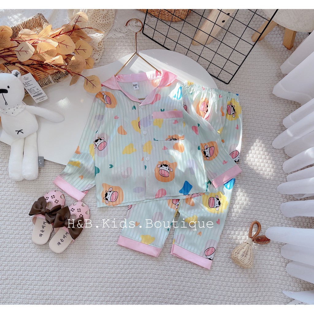 SALE PIJAMA DÀI TAY CHẤT GẤM THƯỢNG HẢI MỊN MÁT CHO BÉ GÁI SIZE 10-30KG