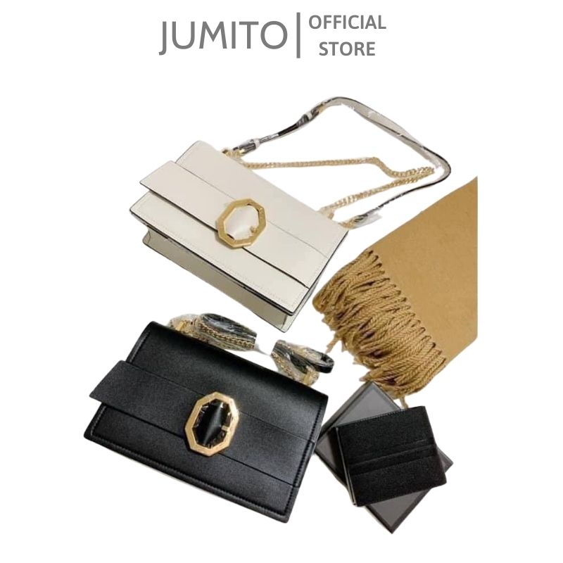 Túi xách nữ đeo chéo đeo vai khuy tròn dây xích sang trọng JUMITO SA1565