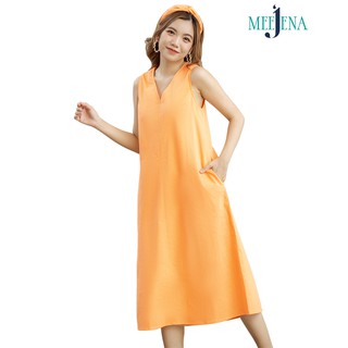 Đầm Maxi Nữ Sát Nách Cổ TIM Vải LINEN Trơn 2 Màu 46 - 61 kg - MEEJENA - 3957