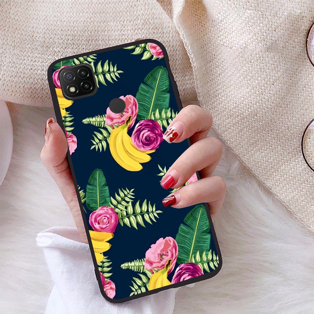 Ốp lưng ép kính chống bể Xiaomi redmi 9C/ Redmi 9C NFC/ Redmi Poco C3  viền dẻo TPU hình Hoạ Tiết Hoa