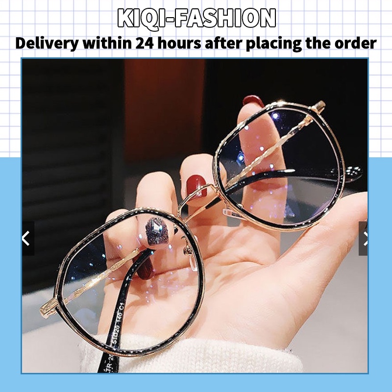 Mắt Kính Gọng Kim Loại Chống Ánh Sáng Xanh Thời Trang Hàn Quốc Cho Nữ